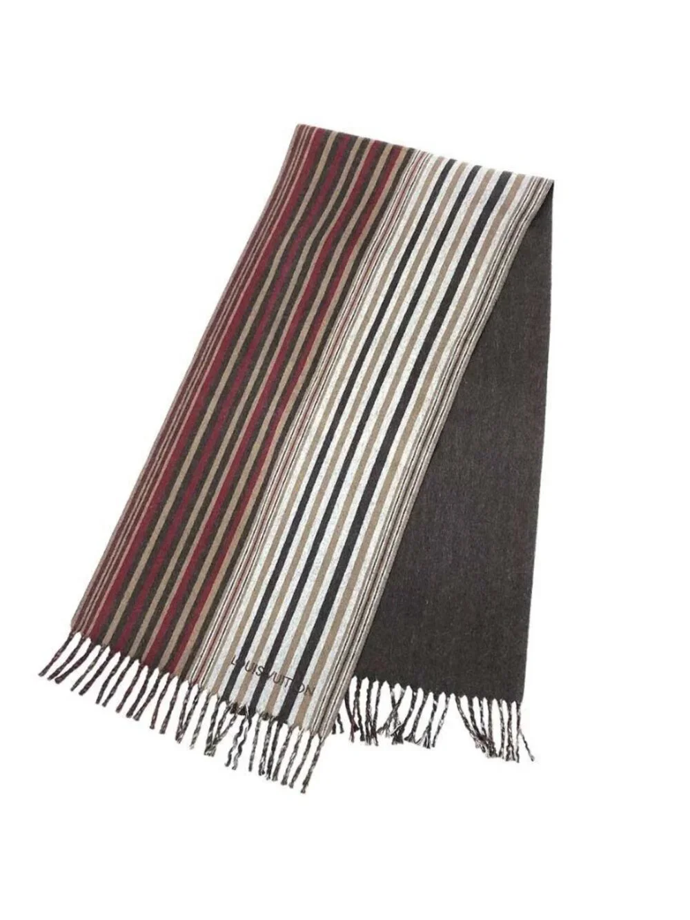 Louis Vuitton Scarf Multi Striped Cashmere Wool Brown